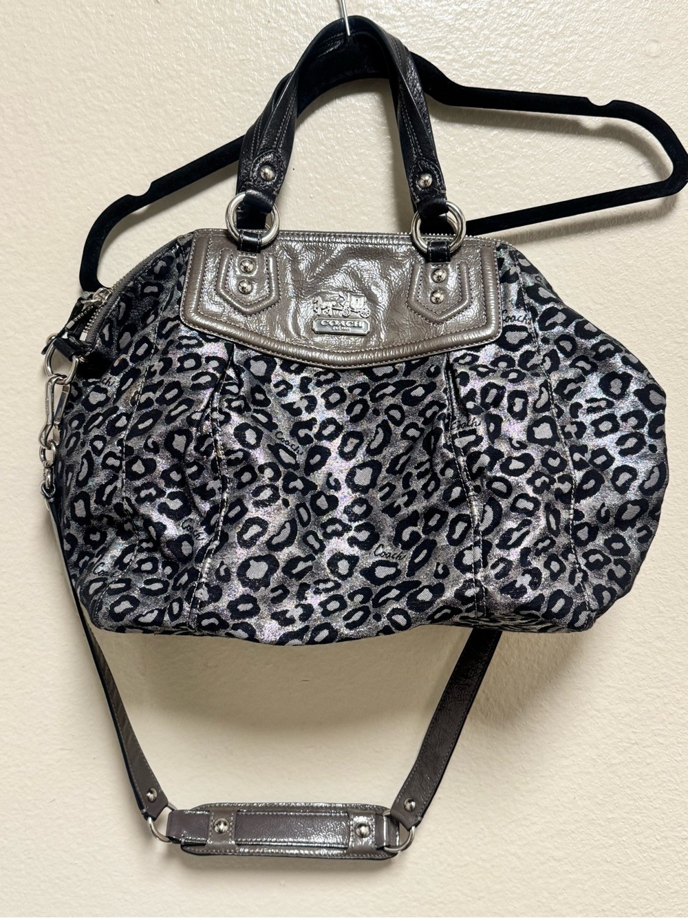 Coach Madison ocelot leopard print satchel